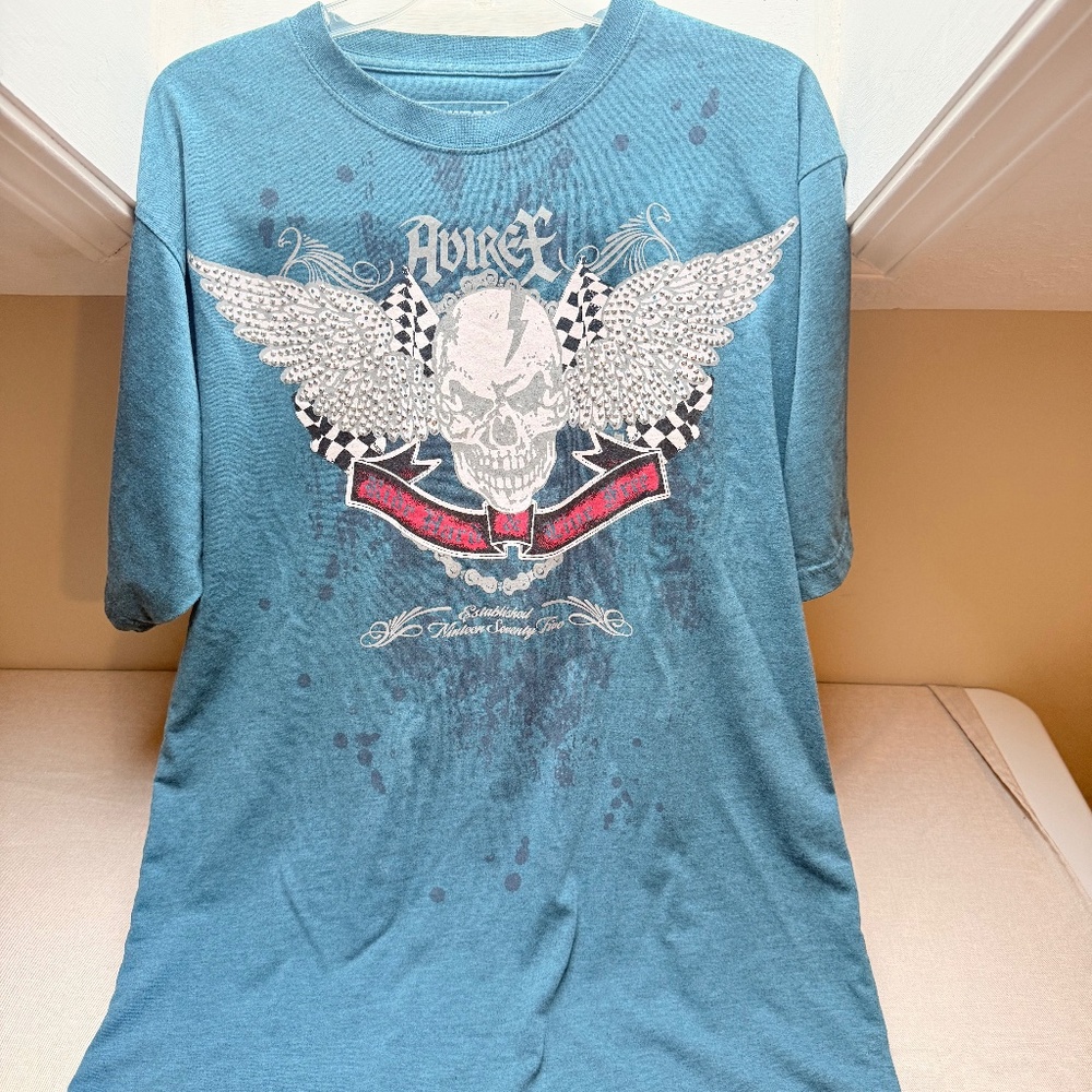 Avirex "Ride Hard & Live Free" Studded T Shirt XXL